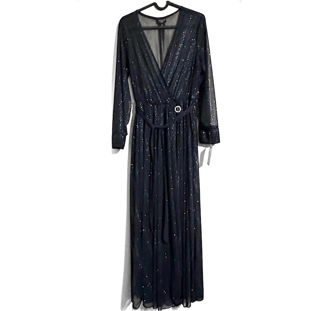 Alexa B Women's Blue Long Sleeve Maxi Dress